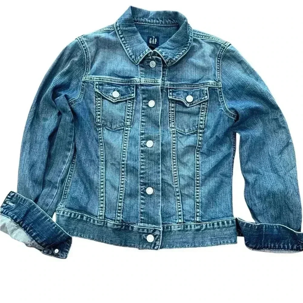 Gap Vintage 2003 Denim Jean Jacket Long Sleeves Button Up Hong Kong-S